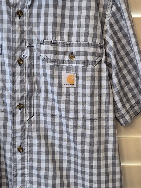 Carhartt Force Men's Blue and Gray Plaid Button Down  Shirt Sz Large - Picture 5 of 5